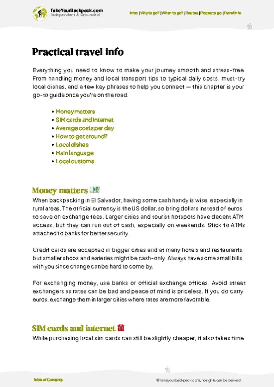 example page 7 from our offline Travel Guide for El Salvador